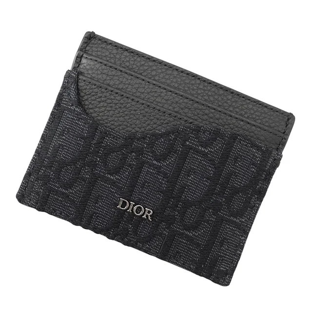 Dior Saddle Card Holder Black/Gray2ADCH164YKS Calf Leather/Oblique Jacquard in Black Calfskin from GALLERY RARE