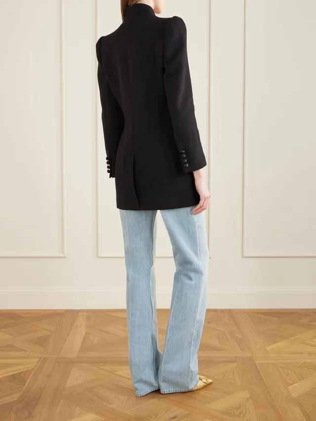 VALENTINO GARAVANI Double-breasted wool-crepe blazer in black 100% Virgin Wool, photo 3 of 4 from NET-A-PORTER (Canada)
