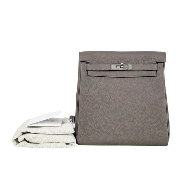 Hermès Kelly Ado in Etoupe Backpak with PHW in Taupe from Luxury Promise