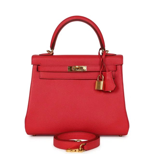 Hermès Kelly Retourne 25 Bougainvillea Epsom Gold Hardware in Epsom leather from Madison Avenue Couture