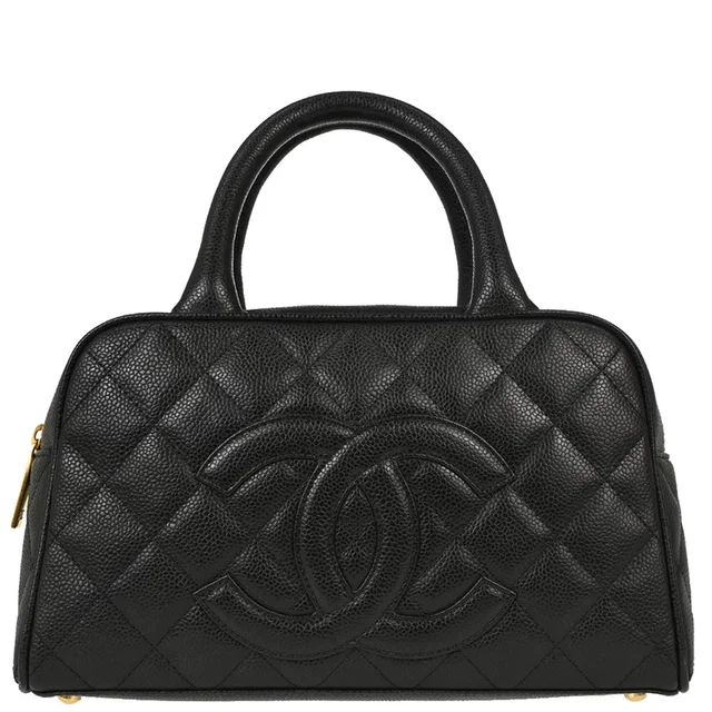 Chanel 2003-2004 Black Caviar Skin Bowling Bag 27 in Black Caviar leather from AMORE Vintage Tokyo