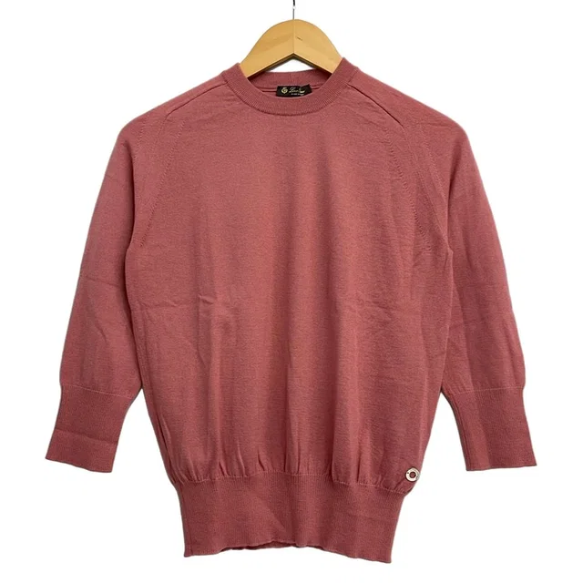 Loro Piana Long Sleeve Sweater 40 M Pink Crew Neck Cashmere in Pink Cashmere from The Reluxe