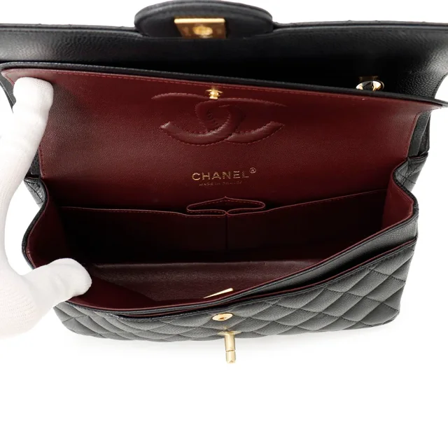 Chanel Matelasse W Flap ChainShoulder Bag BlackA01112 Caviar Leather Size 25 in Caviar leather from GALLERY RARE, photo 7 of 16