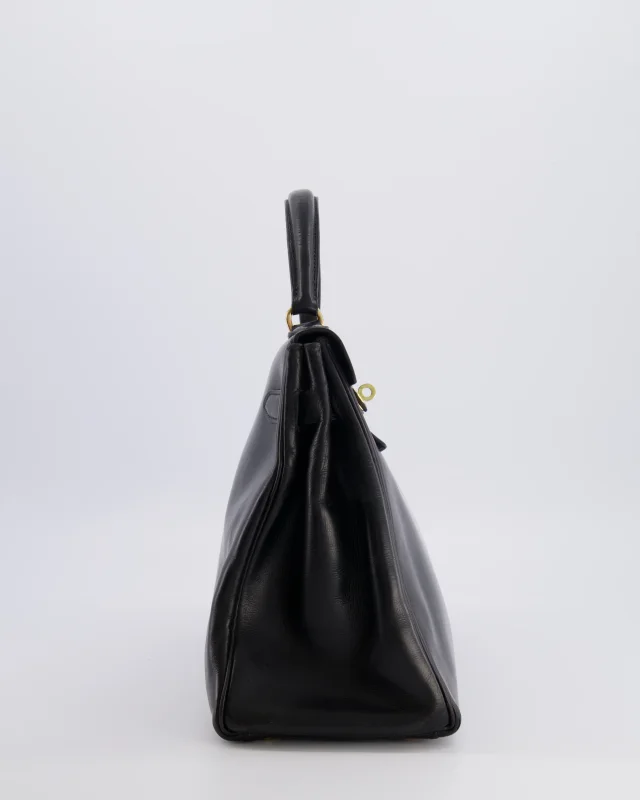 Hermès Vintage Kelly 32 Retourne Bag in Black Box leather from Sellier, photo 9 of 22