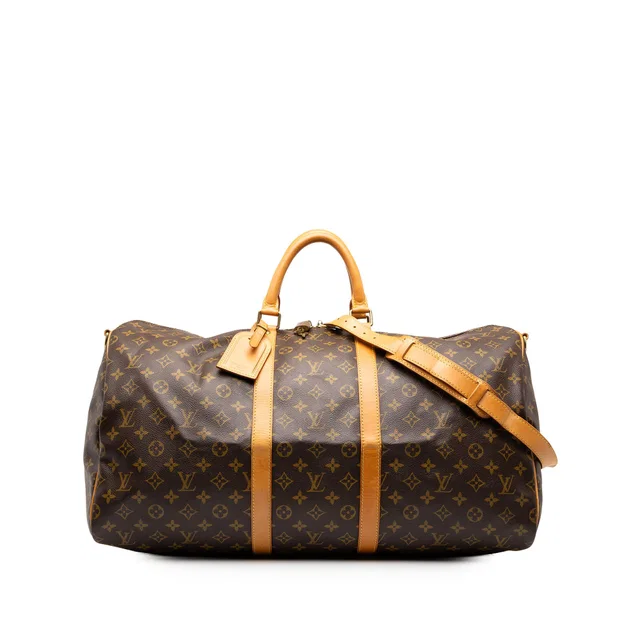 Brown Louis Vuitton Monogram Keepall Bandouliere 55 Travel Bag in Brown Coated canvas from Designer Revival