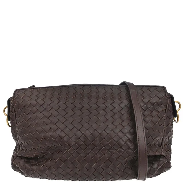 Bottega Veneta Brown Lambskin Intrecciato Shoulder Bag in Brown Lambskin from AMORE Vintage Tokyo