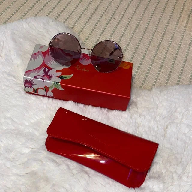 Pomellato Round Pink Rhinestone Sunglasses in pink from Poshmark