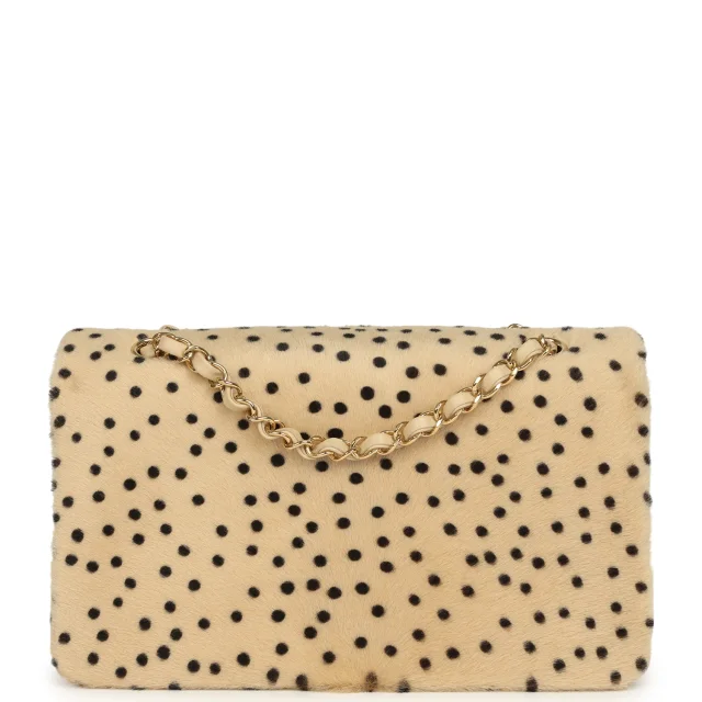 Chanel "Cheetah Print" Medium Flap Bag Light Beige Calf Hair and Black Lambskin Gold Hardware in Beige Calf Hair/Lambskin from Madison Avenue Couture, photo 4 of 10