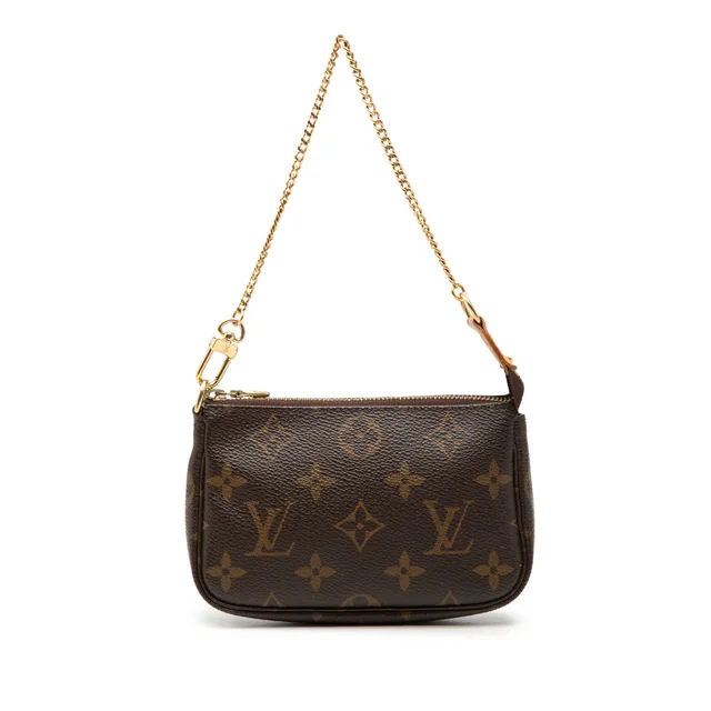 Brown Louis Vuitton Monogram Mini Pochette Accessoires Handbag in Brown Coated canvas from Designer Revival