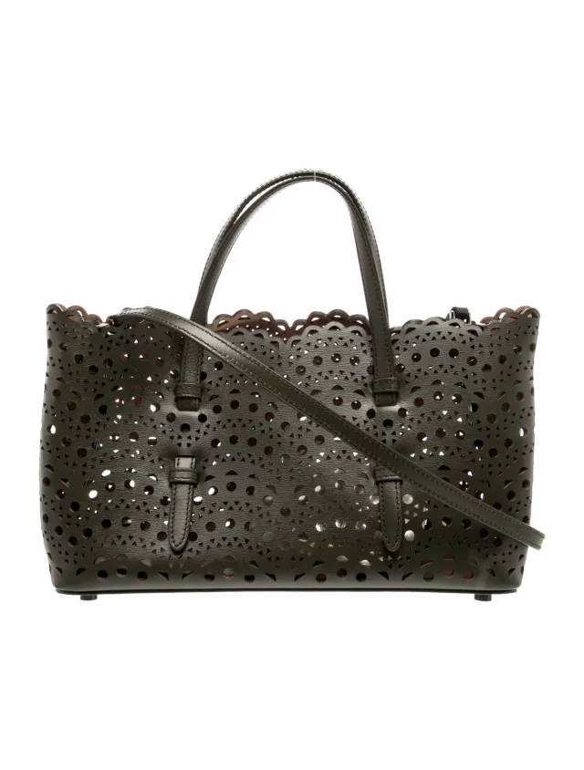 Alaïa Mina East West in green Leather from The RealReal