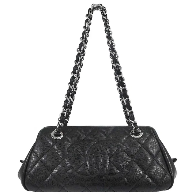 Chanel 2009-2010 Black Caviar Skin Chain Handbag in Black Caviar leather from AMORE Vintage Tokyo