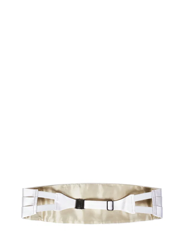 Tom Ford Silk Cummerbund Belt — White in White Silk from HEWI