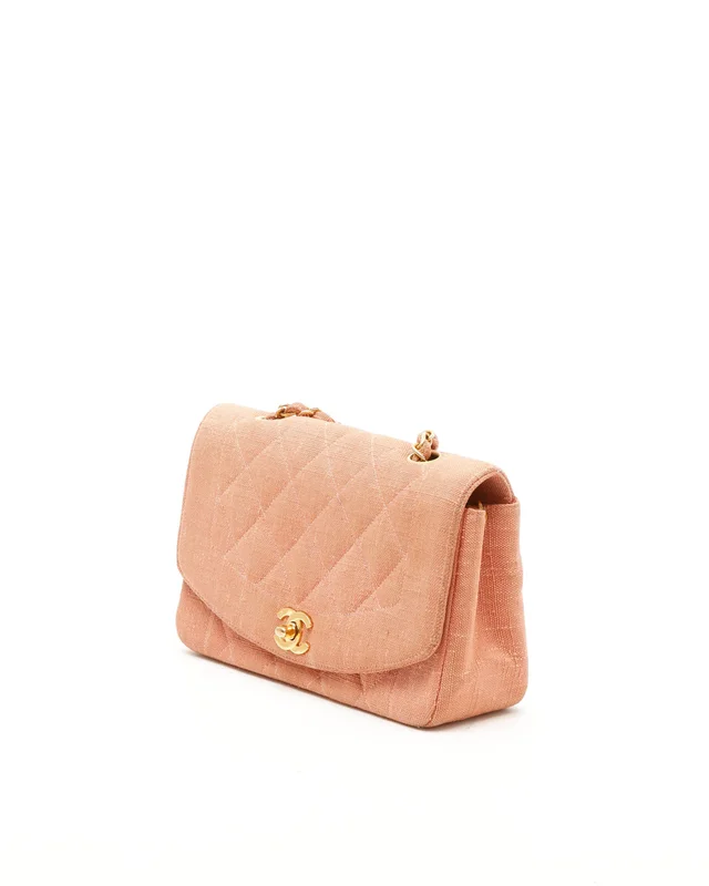 Chanel Small Diana Linen Single Flap Bag in Leather from A Retro Tale, photo 2 of 10