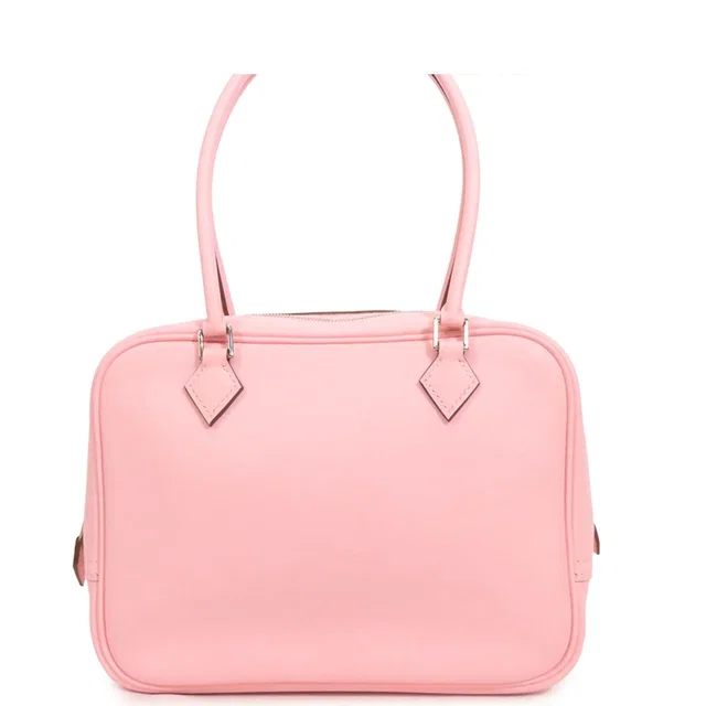 Hermès Mini Plume 20 Rose Sakura Silver Swift Handbag in Pink Swift leather from The Reluxe