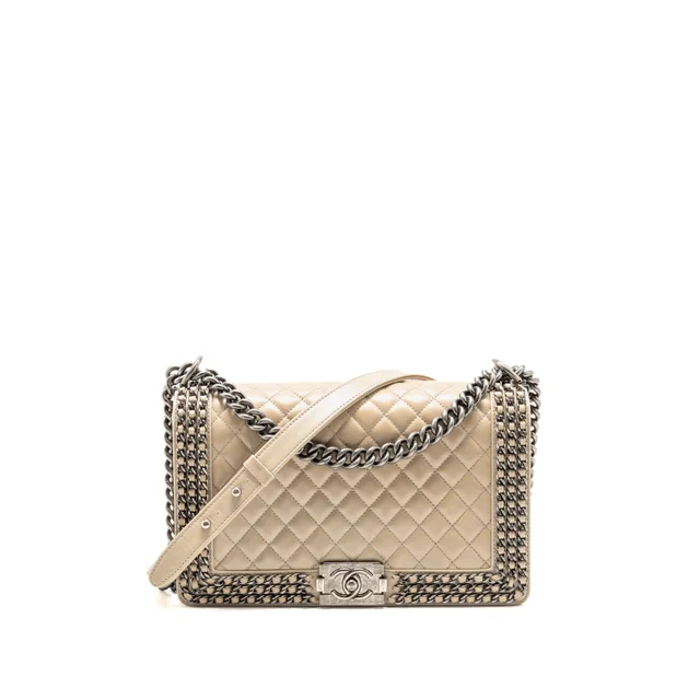 Chanel Old Medium Boy Bag in Beige Calfskin from EMIER