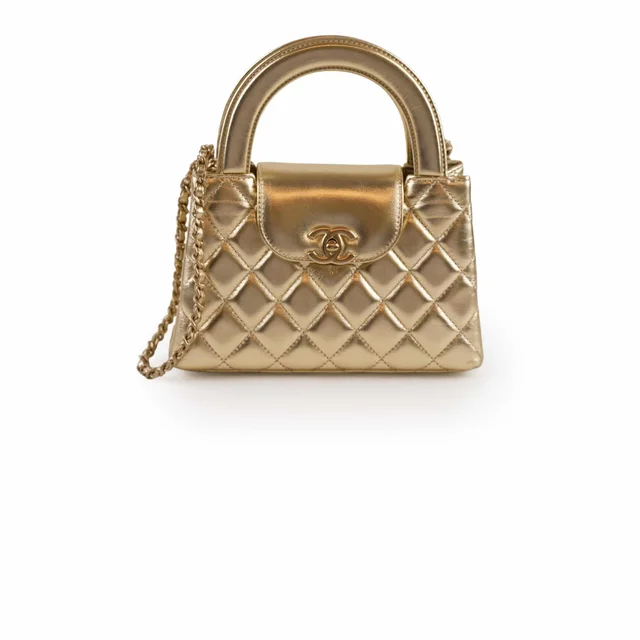 Chanel Shiny Calfskin Metallic Nano Shopper Tote Gold (Microchip) in Gold Calfskin from The Purse Affair