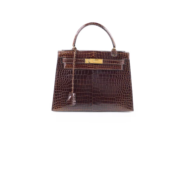 Hermès Vintage Kelly 29 Croc - M Circle Square 1983 in Crocodile from The Purse Affair
