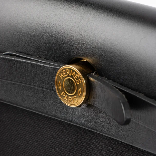 Hermès Herbag Zip 31 Black Toile Militaire/Hunter GHW in Black Canvas from Labellov, photo 8 of 8