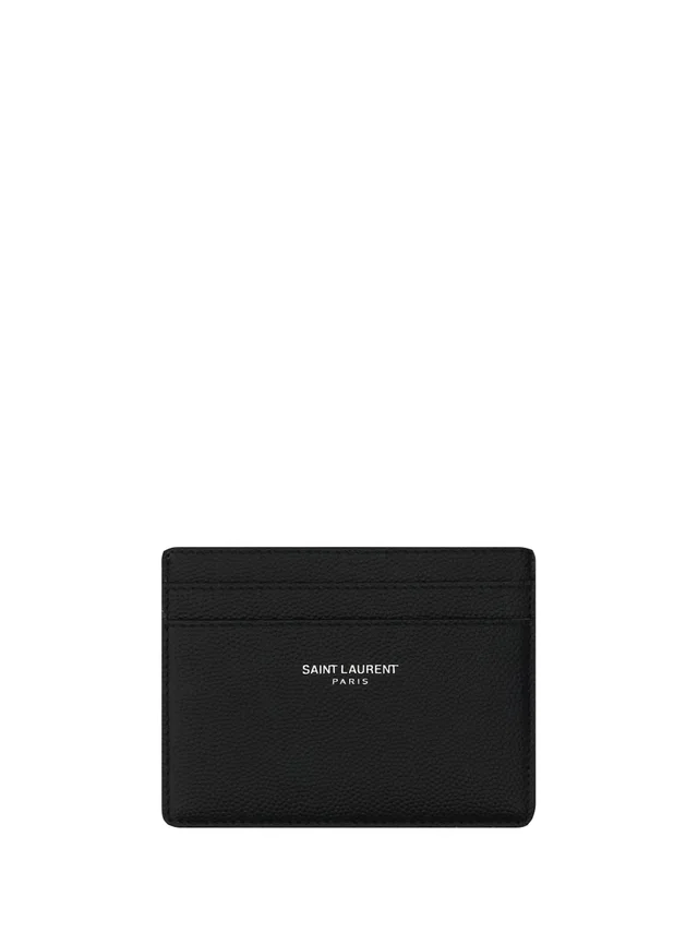 Saint Laurent Grain Card Case — Black Calf Leather Bos Taurus Cases in Black Calfskin from HEWI