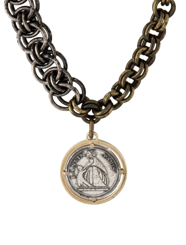 Lanvin Faux Pearl, Crystal & Enamel Monaco Charm Necklace, 21" in green|black from The RealReal
