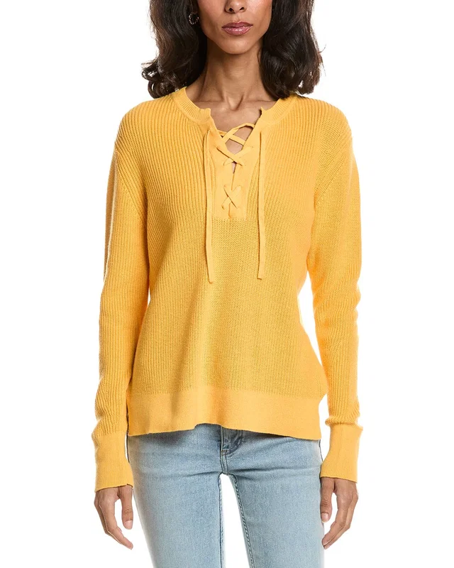 Forte Lace-Up Rib Crewneck Sweater, image 1 of 1 from Gilt