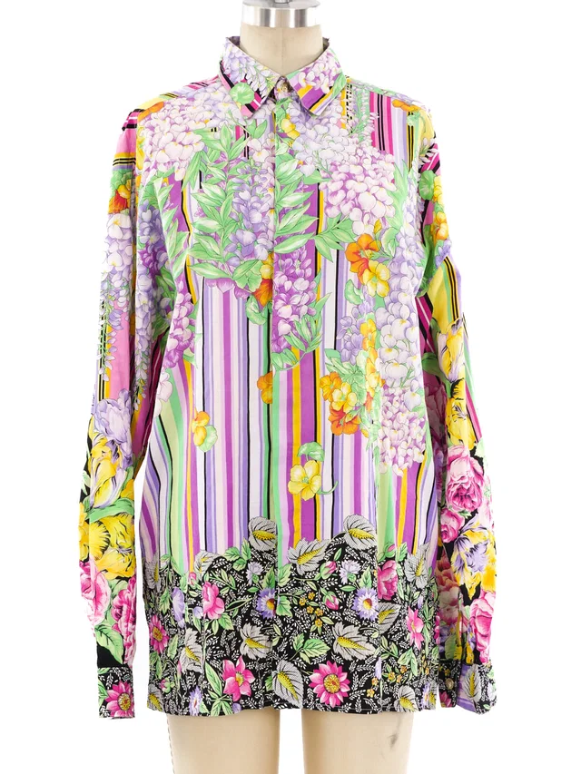 Versus by Gianni Versace Floral Printed Shirt in Multicolor from Arcade Vintage