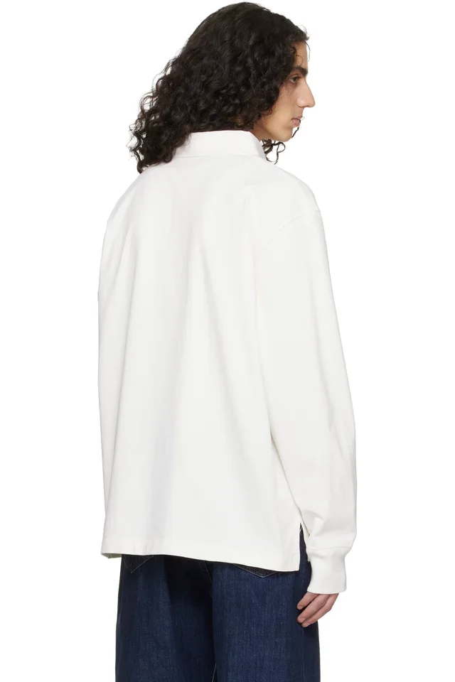 Studio Nicholson Off-White Alyk Jersey Polo, photo 3 of 4 from SSENSE