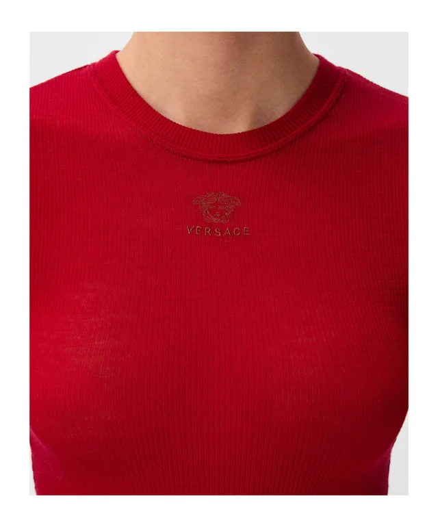 Versace logo-embroidered wool-knit T-shirt, photo 3 of 3 from SENSER