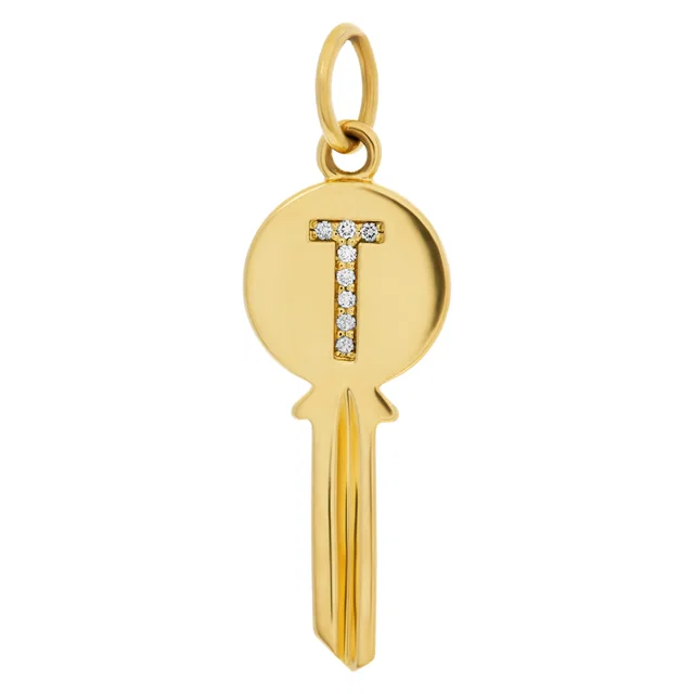 Tiffany & Co. "Mini Key" T charm with accent diamonds in 18k in Yellow Gold from Gray And Sons