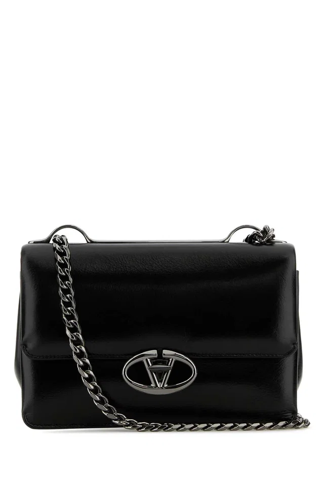 Valentino Garavani Sholder Shoulder Bag — Black Calf Leather - Bos Taurus in Black Calfskin from HEWI