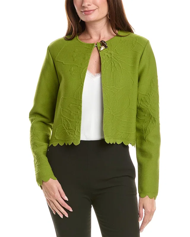 Oscar de la Renta Embossed Cherry Blossoms Cardigan, image 1 of 1 from Rue La La