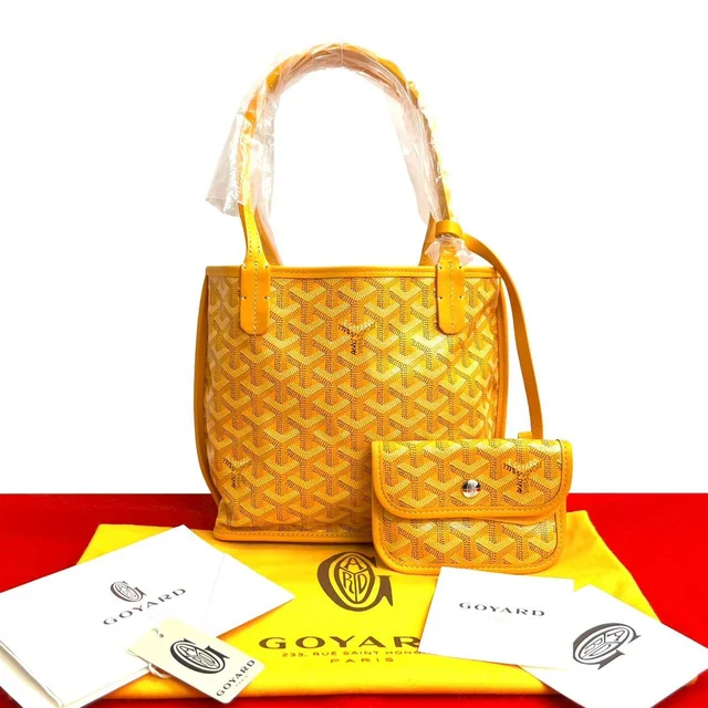 Goyard Anjou Mini Leather Tote Bag Yellow in Yellow Leather from The Reluxe