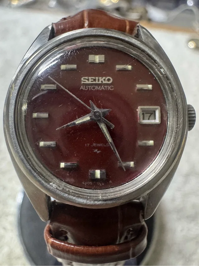Seiko Automatic Watch With Burgundy Dial And Brown Strap in brown|red Leather from Poshmark