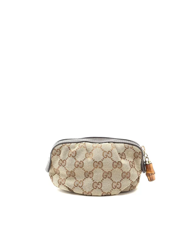 Gucci GG Bamboo Canvas Leather Pouch in Canvas from A Retro Tale, photo 2 of 4
