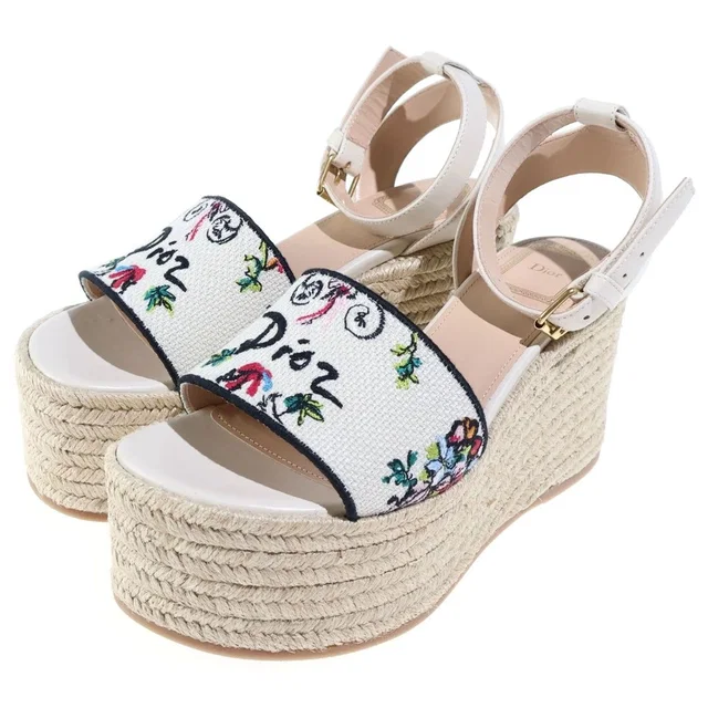 Dior Dioriviera Dway Wedge Slide Sole Sandals Espadrilles Beige in Beige from The Reluxe