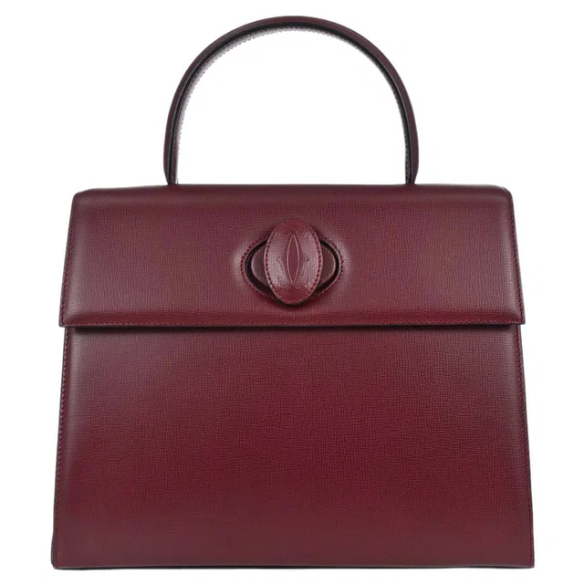 Cartier Bordeaux Leather Handbag in Burgundy Leather from AMORE Vintage Tokyo