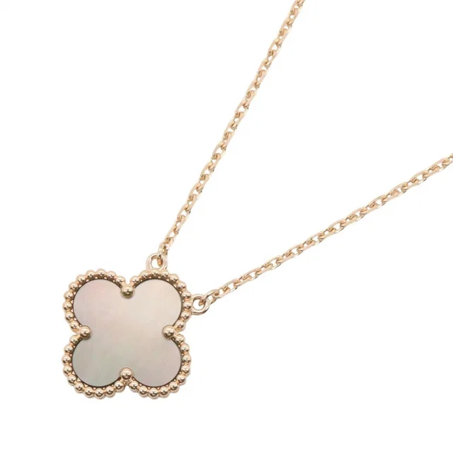 Van Cleef & Arpels Necklace Vintage Alhambra Gray Mother of Pearl 42 18k Pink in Pink from The Reluxe
