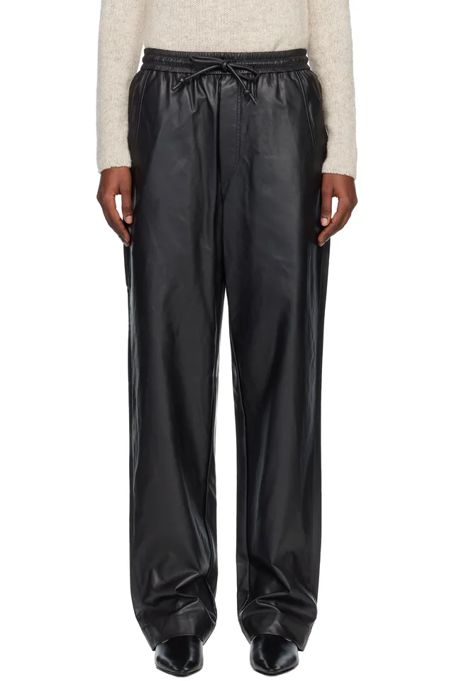 Isabel Marant Etoile Black Nereane Faux-Leather Trousers, image 1 of 1 from SSENSE