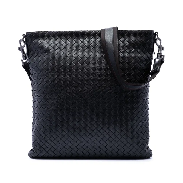 Black Bottega Veneta Nappa Intrecciato VN Crossbody in Black Nappa leather from Designer Revival