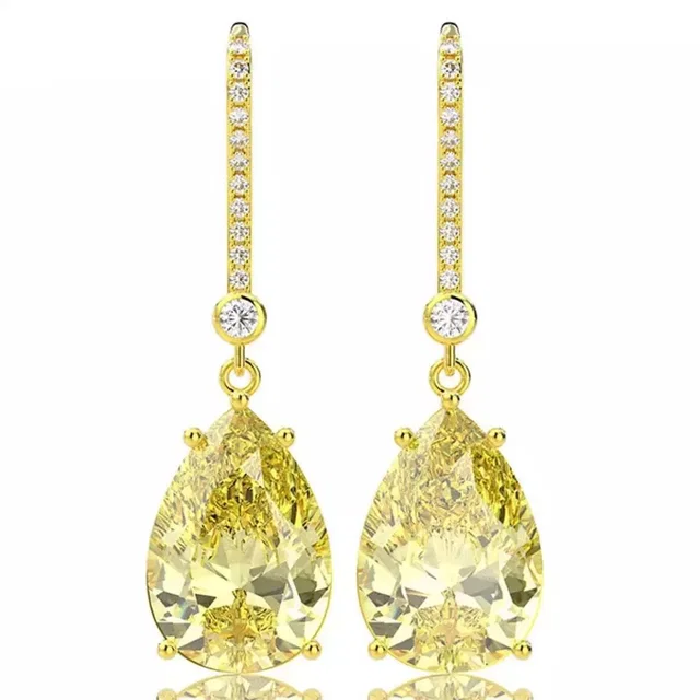 Swarovski Canary Yellow Citrine Teardrop Chandelier 18k Yellow Gold Diamond Earrings in gold|yellow from Poshmark