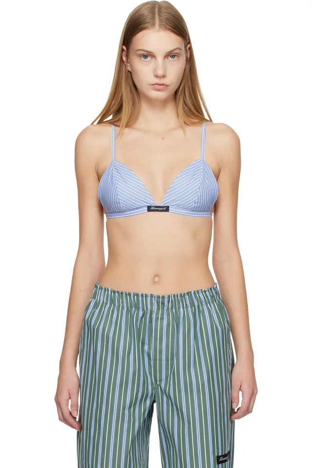 HommeGirls Blue Shirting Bralette from SSENSE, photo 1 of 1