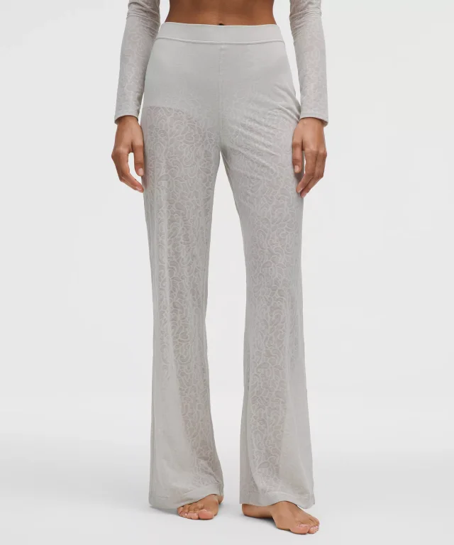 lululemon Paisley Lace Jacquard High-Rise Flared Pant in Paisley Lace Jacquard Dove Grey, photo 2 of 7 from lululemon