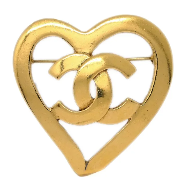 Chanel Heart Brooch Gold 95P in Gold from AMORE Vintage Tokyo