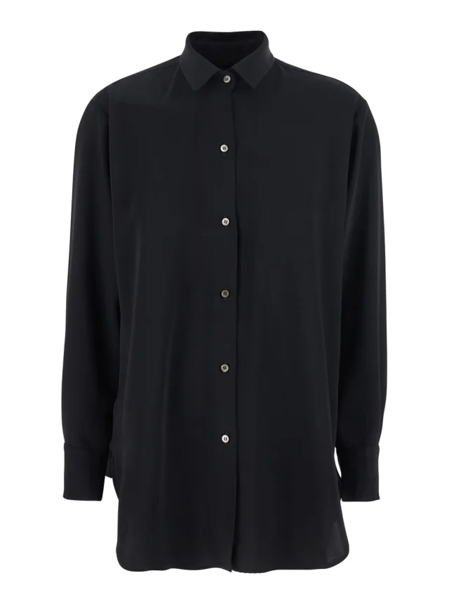 Leplain Black Shirt with Classic Collar in Tech Fabric Woman in Black from Gaudenzi Boutique, photo 1 of 1
