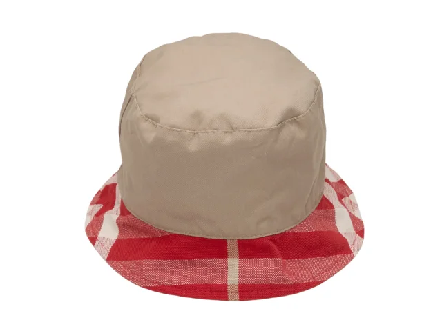 Beige & Red Burberry Nova Check-Trimmed Bucket Hat in Beige from Designer Revival, photo 3 of 5