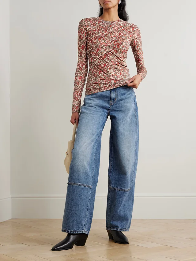 MARANT ÉTOILE Printed stretch-modal turtleneck top in Red, photo 2 of 2 from NET-A-PORTER (Canada)