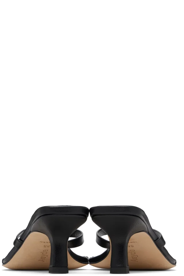 Aeyde Black Wilma Square-Toe Heeled Sandals, photo 2 of 4 from SSENSE