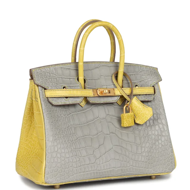 Hermès Special Order (HSS) Birkin 25 Gris Perle, Mimosa Matte Alligator Brushed Gold Hardware in Grey Crocodile from Madison Avenue Couture, photo 2 of 2