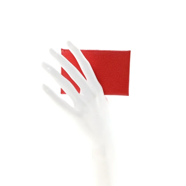 Hermès Chevre Mysore Calvi Card Case Rouge Tomate in Red Goatskin from FASHIONPHILE, photo 2 of 7