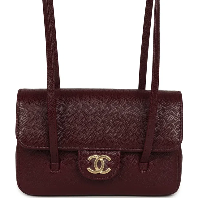 Chanel Mini Preppy Coco Clutch in Burgundy Caviar leather from Madison Avenue Couture